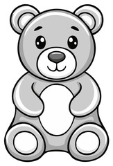Adorable gray cartoon teddy bear character with a friendly expression and rounded features