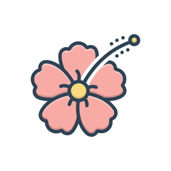 Color illustration icon for hibiscus