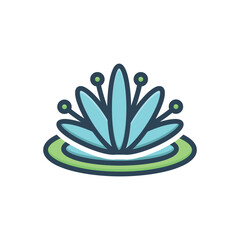 Color illustration icon for water lily
