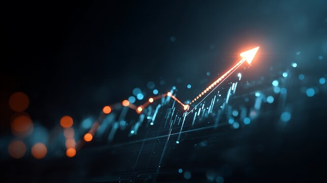 Abstract Financial Growth Chart with Blue and Orange Elements Representing Success and Progress in Business