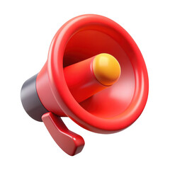 Red megaphone isolated on transparent background