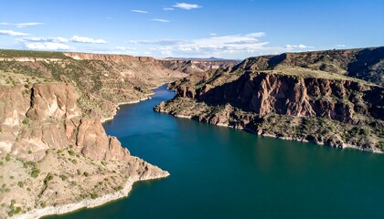 Obraz premium High-angle view of a winding river canyon