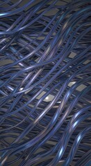 Abstract Metallic Wires Intertwined on Dark Gray Background with Soft Lighting