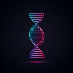 Glowing Neon DNA Strand in Digital Science