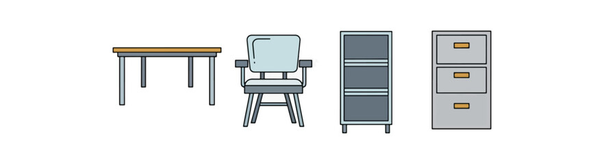Office furniture set illustration