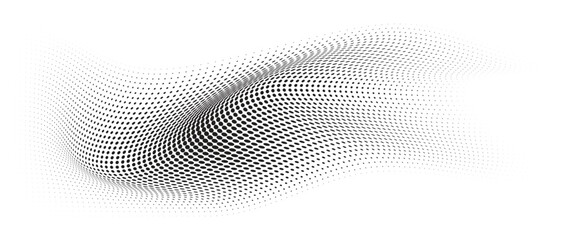 	
Flowing Wave Dot Halftone Pattern: Curve Gradient Shape on Transparent Background. Suitable for AI, Tech, Network, Digital, Science, and Technology Themes.