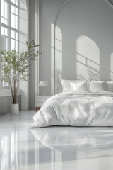 Minimalist style interior design of modern bedroom, Generative AI