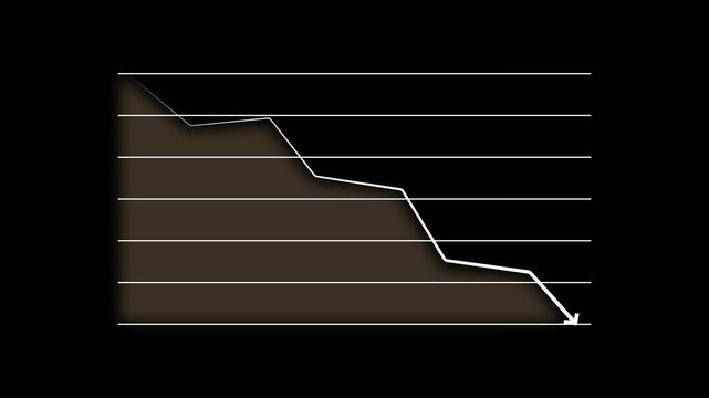 White Downward Trend Line Graph on Black Background