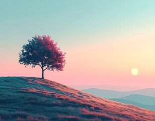 Single tree on a hill 