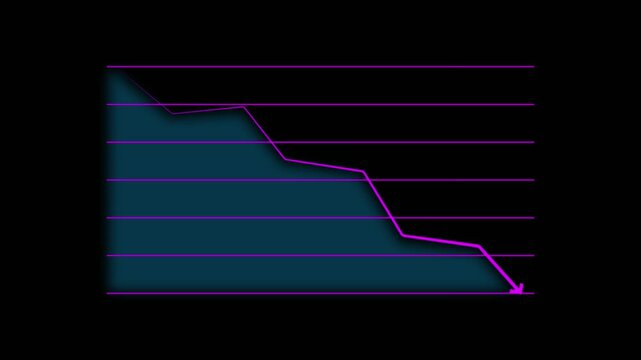 Purple Downward Trend Line Graph on Black Background