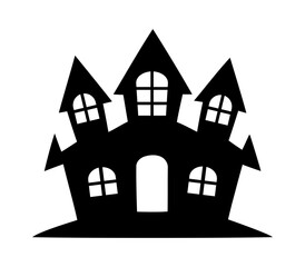 halloween house icon. Spooky black silhouette of a haunted mansion castle
