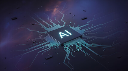 Stunning AI chip design for futuristic technology concepts and machine learning solutions