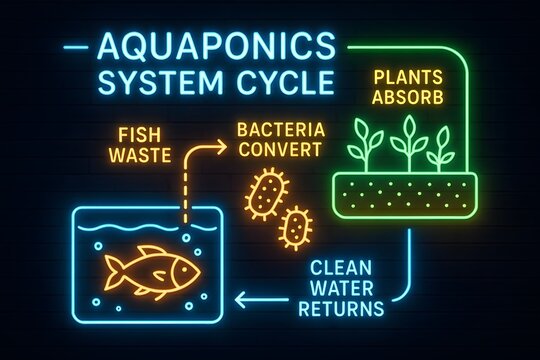 Aquaponics System Cycle with Fish and Plant Symbiosis for Sustainable Farming