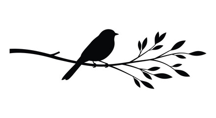 a bird perched on branch with leaves in silhouette