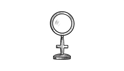 Hand-drawn illustration of a vanity mirror