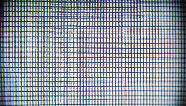 Close-Up of CRT Screen Showing Dot Mask and Scanlines