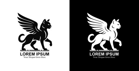 Winged cat logo design with modern style