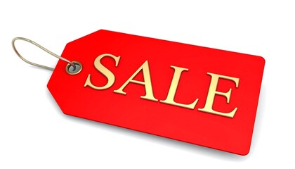 Red sale tag with gold lettering (1)