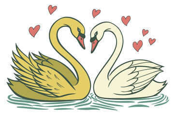 Obraz premium two swans on the lake