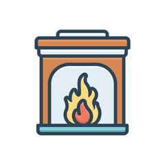 Color illustration icon for gas fireplace