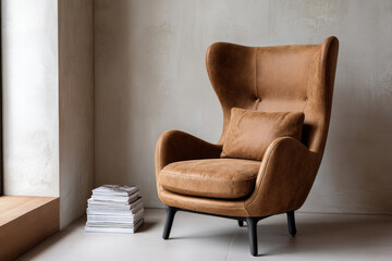 stylish and innovative ergonomic armchair designed for modern living spaces positioned against clean monochrome