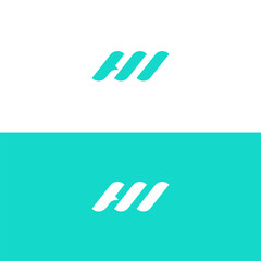 Fototapeta premium Abstract Teal Wave HW Logo Branding Design