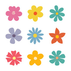 Fototapeta premium Colorful flower icon vector set. Hand-drawn abstract floral illustration.