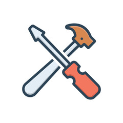 Color illustration icon for tools
