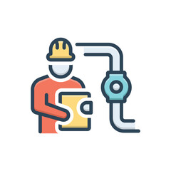 Color illustration icon for worker