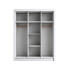 Obraz premium Modern Minimalist White Closet Design with Open Shelves and Hanging Rods for Stylish Organization