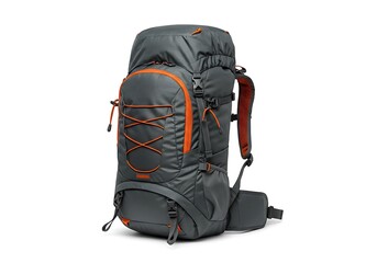 Large Gray and Orange Hiking Backpack on White Background