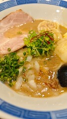 Tonkatsu ramen. Pork bone broth. Japanese food.