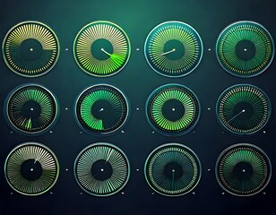 Abstract circular charts in shades of green