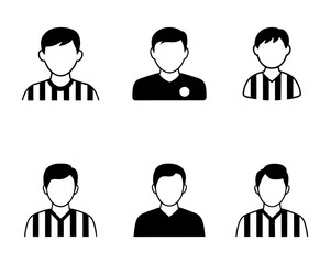 soccer player icons in black and white. set of football player people © Designer Alam