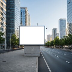 Blank Billboard on City Street, Modern Urban Advertising