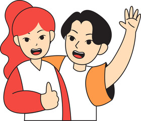 Girl and Boy Posing Together