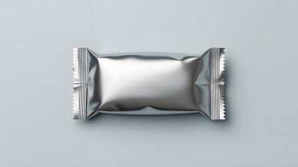 Sleek silver foil snack bar wrapper mockup for modern product branding and packaging design