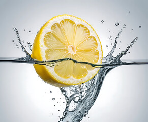 Vivid orange slice crashing into a bright crown splash, high-energy citrus macro for juices, breakfast menus, and sunny summer refreshment design.