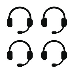 Headphone with Mic silhouette vector illustration
