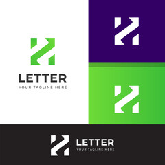 Modern Letter HZ Logo  Green and Purple Branding Design