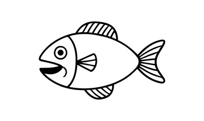 cartoon fish illustration with open mouth. fish on a white background