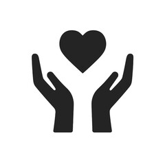 Obraz premium Hands with Heart Love Care Charity Support Vector Silhouette