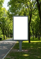 Blank Billboard Sign, Park Setting, Outdoor Advertising
