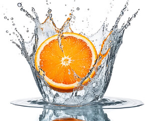 Bright lemon half crossing the waterline with crisp splash and bubbles, clean studio citrus macro for detox drinks, cocktails, and summer wellness visuals.