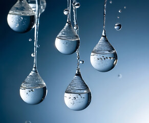 Seamless cartoon water splash pattern on bright blue, playful repeating aquatic background for kids, packaging, and cheerful designs.