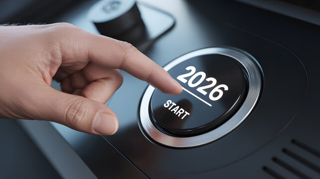 Pressing the 2026 start button, activating future plans with a modern, sleek interface