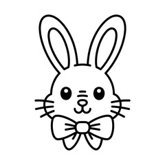 Obraz premium Cute Bunny with Bowtie Illustration – Adorable Easter and Spring Cartoon Character Coloring page