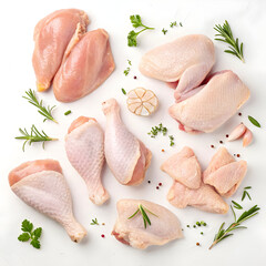 raw chicken pieces a collection of fresh poultry