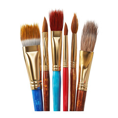 Group of paintbrushes in various colors and textures