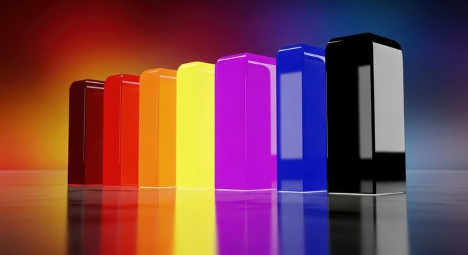 Abstract Colorful Rectangular Shapes Arranged in a Spectrum